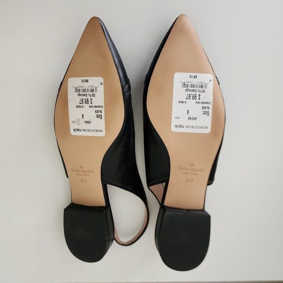 NWT Kate Spade Slingback Flat (6) Veranda, Black Leather - Picture 9 of 10